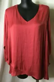 AUTOGRAPH RASPBERRY "DOUBLE LAYER" TULIP SLEEVE TOP SZ 22-NEW STOCK BEAUTIFUL