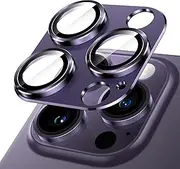 JETech Camera Lens Protector for iPhone 14 Pro 6.1-Inch and iPhone 14 Pro Max 6.7-Inch, Full Coverage 9H Tempered Glass Ring Cover, Matte Metal Plate, Case Friendly, 1-Pack (Deep Purple)