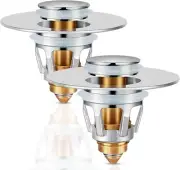 Universal Bathroom Sink Stopper Pop Up Bathroom Sink Drain Strainer Plug 2 Pack