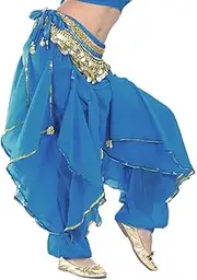 [BellyLady] Belly Dance Harem Pants Tribal Baggy Arabic Halloween Pants-Lakeblue