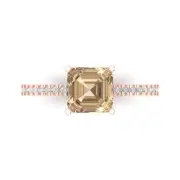 1.6 Asscher Yellow Moissanite Promise Bridal Wedding Designer Ring 14k Rose Gold