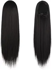 Beauty Straight Ponytail Clip ins Human Hair Extension Ponytail Clip in Straight Human Hair 24 26inches For Girls Accessories(14inches)