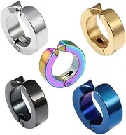 [TENDYCOCO] Super Fashion Flat Back Hoop Earrings Elegant Ear Accessories for Men Women 5pcs Stylish Jewellery