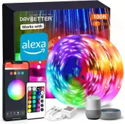 Smart Wifi Led Lights 100Ft Tuya App Controlled Led Strip Lights Work with Alexa