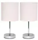 Simple Designs Chrome Mini Basic Table Lamp with Fabric Shade (Set of 2) Wine