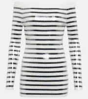 [Jean Paul Gaultier] Jean Paul Gaultier Sequined striped sweater minidress AU 14 multicoloured