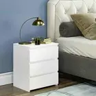 White Modern Bedside Table Nightstand with 3 Storage Drawers Bedroom Furniture