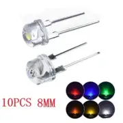 High Quality 8MM Straw Hat Inline LED Light Emitting Diodes Pack of 10
