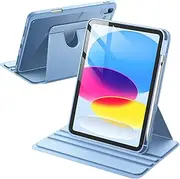 JETech Rotating Case for iPad (A16) 11th/10th Generation (2025/2022) with Pencil Holder, 360 Degree Rotation Protective Stand Cover Clear Back, Auto Wake/Sleep (Blue)