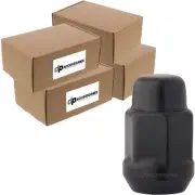 Black 7/16-20 Lug Nuts | Closed End Bulge 19mm Hex | 1.4" Tall | Case of 400