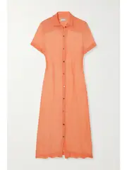 [Dries Van Noten] Dries Van Noten - Crinkled Silk-chiffon Midi Shirt Dress - Blush - FR 34 FR 34 Pink