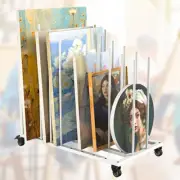 Art Storage Rack with Handle & Caster Wheels for Drawing Board Panel Paper Pad