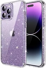 [JETech] Glitter Case for iPhone 14 Pro Max 6.7-Inch, Bling Sparkle Shockproof Phone Bumper Cover, Cute Sparkly for Women and Girls (Clear)