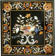 Nature Design Inlay Work Coffee Table Top Black Marble Entryway Table for Hotel