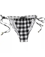 Dolce & Gabbana Gingham Bikini Bottom TieSide Swimsuit Women Black And White