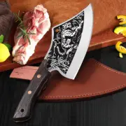 Serbian Steel Chefs Knife,Chef Meat Cleaver,Kitchen Knives Cutlery,with Leather