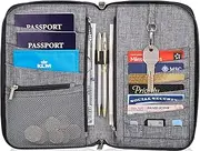 [valante] Premium Family Travel Document Organizer Capacious RFID 1-3 Passport Holder Nylon Wallet (Medium), RFID Blocking, Grey, Grey, Medium, RFID Wallet