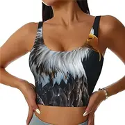 [EdWal] Bald Eagle Print Sports Bras for Women Seamless Sports Bra, Wirefree Padded Workout Yoga Gym Fitness Bra
