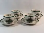 Spode Christmas Tree Teacups And Saucers - Napkin Rings Set Of Four