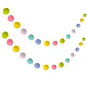 2 Pcs Felt Ball Garland Colorful Pom Pom Garland 9.84 Feet 70 Balls Wool Felt