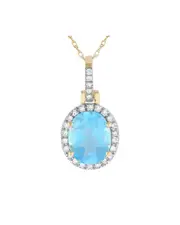 14K 0.13 ct. tw. Diamond & Topaz Oval Pendant