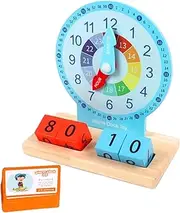 VANZACK 1Set Educational Wooden Clock Fun Cognition Learning Tool for Boys and Early Education Teaching Clock and Safe for Preschool Use