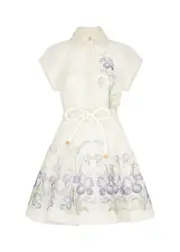 Zimmermann Natura Floral-print Organza Mini Dress - Cream - 0 (UK 8 / S) 0 (UK 8 / S)