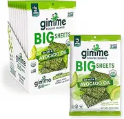 gimMe - Sea Salt & Avocado Oil - Big Sheets - Organic Roasted Seaweed Sheets - Keto, Vegan, Gluten Free - Great Source of Iodine & Omega 3’s - Healthy On-The-Go Snack for Kids & Adults - (.92oz) -