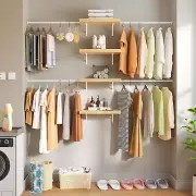 DWVO Wall-Mounted Clothing Storage Rack, Multi-Functional Organizer System for
