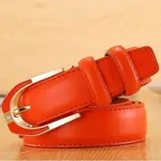 Ladies Leather Pin Buckle Belt Fashion Ladies 3.0 Fine Pants Belt Candy Color orange 110cm
