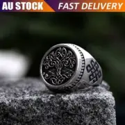 Unisex Men Biker Punk Viking Tree of Life Titanium Stainless Steel Ring NEW AU