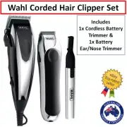 Wahl Electric Hair Clipper Haircutting Set w/ Cordless Trimmer Nose Ear Shaver R