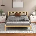 Bed Frame Double Wooden Bed Base with Solid Wood Pine Timber Slats, Mattress Bas
