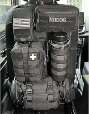Molle Seat Back Organizer,Universal Tactical Car Back Seat Organizer Bag Vehicle Organizers Panel Protector Organizers with 5 Detachable Pouches for Car Truck Jeep Vehicle (Black)