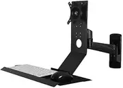 Monitor Arm Single Arm with Regular Keyboard Tray Non-Folding Black Single Screen Stand Monitor Mount