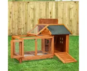 Pawz Rabbit Hutch Chicken Coop Large Wooden House Run Patio Cage Box Outdoor