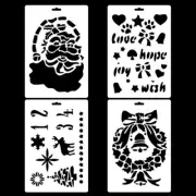 DIY Layering Stencils Milky White Painting Scrapbook Template with Santa Clause