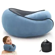 Memory Foam Travel Neck Pillow for Airplane Cars Home Comfort Support-Peacock Blue