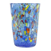 Murano Glass Drinking Glass Tumbler Blue Yellow Red Hand Made Millefiori