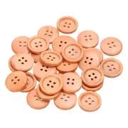 30pcs Wooden Sewing Button 23mm 4 Holes Round Craft Buttons, Light Brown