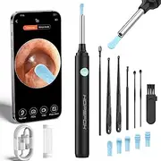 Ear Wax Cleaner with Camera - Ear Camera with 1080P, Ear Wax Removal Kit with 6 silicone tips and 7 accessories, Ear Cleaner Camera with 6 LED Lights, WIFI otoscope for IOS & Android (Black)