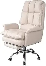 Executive Office Chair with Footstool Live Chair Game Chair Adjustable High Back Recliner PU Leather 360° Rotating Table and Chair Ergonomic Chair,White