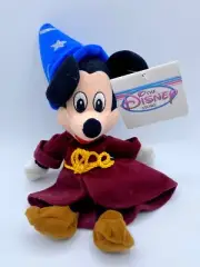 -P NEW THE DISNEY STORE BEANIE BEAN BAG PLUSH MICKEY MOUSE WIZARD SORCERER