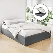 Bed Frame Double Size Gas Lift Base Grey TOKI Stylish Modern Bedroom Furniture