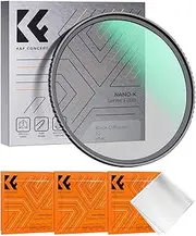 K&F Concept 58mm Black Diffusion 1/2 Filter Mist Cinematic Effect Filter with 18 Multi-Layer Coatings for Video/Vlog/Portrait Photography (K-Series)
