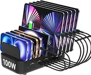 SooPii USB C Multi Charging Station,100W 10-Port Type C Fast Charger Station for Multiple Devices with Adjustable Dividers, Charger Organizer Compatible with Phone, Tablet,Kindle and More(Black)