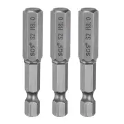3pcs H8.0 Hex Head Drill Bit Wrench 8mm Flat Tip 1/4" Shank 50mm Long Magnetic