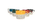 Nicola Spring 6pc Dipped Dash Stoneware Coffee Mugs Set - 450ml - Multicoloured