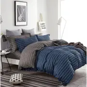 Ardor King Size Oliver Cotton Quilt Cover Bedding Set Midnight