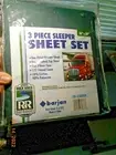NIP 3 Piece Sleeper Sheet Set 36" x 80" Fitted Bottom, Attached Top,1 Pillowcase